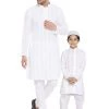 Vastramay Kurta Pyjama White Emroidered Kurta And Pyjama Baap Beta Set