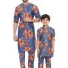 Vastramay Multicolor-Base-Blue Cotton Blend Baap Beta Kurta Pyjama Set