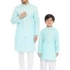 Kurta Pyjama Vastramay Aqua And White Baap Beta Kurta And Pyjama Set 2 Kurta Pyjama Vastramay Aqua And White Baap Beta Kurta And Pyjama Set