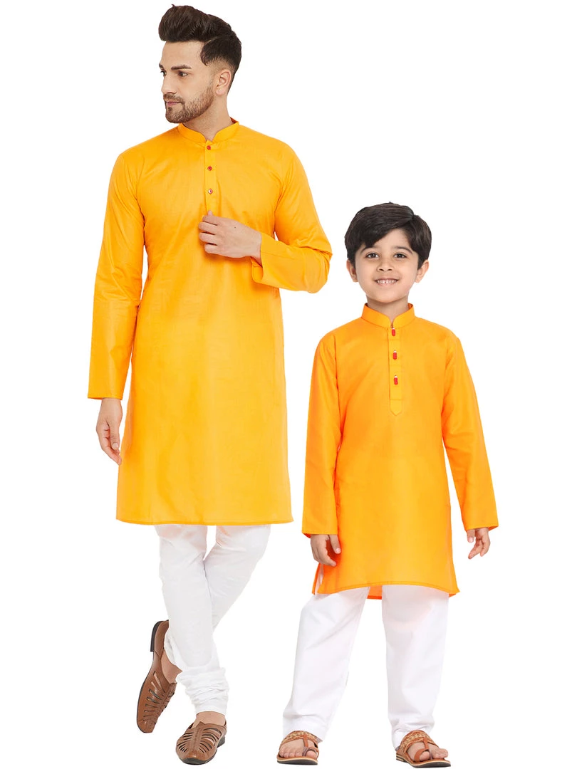 Kurta Pyjama Vastramay Orange And White Baap Beta Kurta And Pyjama Set 3 Kurta Pyjama Vastramay Orange And White Baap Beta Kurta And Pyjama Set