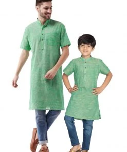 Vastramay Green Melange Baap Beta Kurta Set Kurta Pyjama