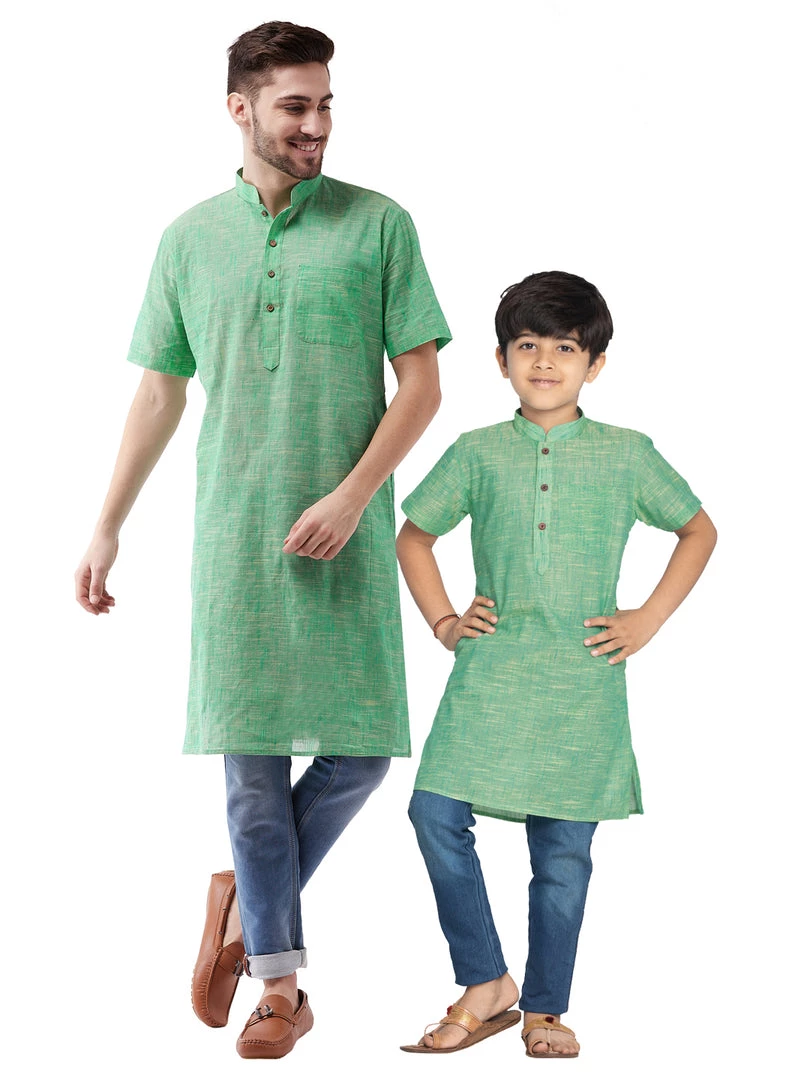 Vastramay Green Melange Baap Beta Kurta Set Kurta Pyjama 3 Vastramay Green Melange Baap Beta Kurta Set Kurta Pyjama