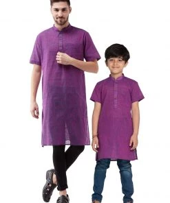 Kurta Pyjama Vastramay Purple Melange Baap Beta Kurta Set