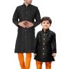 Vastramay Silk Blend Orange Baap Beta Kurta Pyjama Set