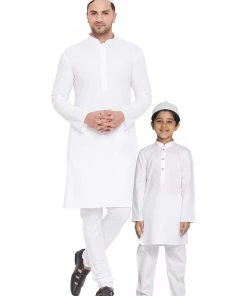 Kurta Pyjama Vastramay White Baap Beta Kurta And Pyjama Set