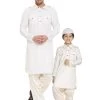 Vastramay Cream Baap Beta Pathani Kurta & Patiala Set