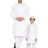 Vastramay Kurta Pyjama Baap Beta White Cotton Pathani Kurta & Pyjama Set