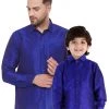 Vastramay Men's & Boys Blue Solid Silk Blend Full Sleeve Ethnic Shirt 2 Vastramay Men's & Boys Blue Solid Silk Blend Full Sleeve Ethnic Shirt