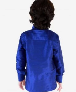 Vastramay Men's & Boys Blue Solid Silk Blend Full Sleeve Ethnic Shirt 12 Vastramay Men's & Boys Blue Solid Silk Blend Full Sleeve Ethnic Shirt