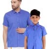 Vastramay Blue Cotton Blend Baap Beta Ethnic Shirt 1 Vastramay Blue Cotton Blend Baap Beta Ethnic Shirt