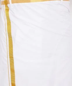 Vastramay Men's & Boys Maroon Solid Cotton Blend Half Sleeve Ethnic Shirt And Mundu Set Shirt Mundu Set