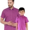 Vastramay Pink Cotton Blend Baap Beta Ethnic Shirt Set