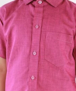 Vastramay Pink Cotton Blend Baap Beta Ethnic Shirt Set 13 Vastramay Pink Cotton Blend Baap Beta Ethnic Shirt Set