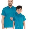 Vastramay Turquoise Cotton Blend Baap Beta Ethnic Shirt 1 Vastramay Turquoise Cotton Blend Baap Beta Ethnic Shirt