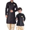 Vastramay Cotton Blend Black Baap Beta Sherwani Set