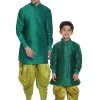 Vastramay Silk Blend Green Baap Beta Dhoti Kurta Set