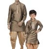 Vastramay Silk Blend Bronze And Gold Baap Beta Dhoti Kurta Set 1 Vastramay Silk Blend Bronze And Gold Baap Beta Dhoti Kurta Set