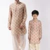 Vastramay Multicolor-Base-Beige And Cream Baap Beta Kurta And Patiala Set