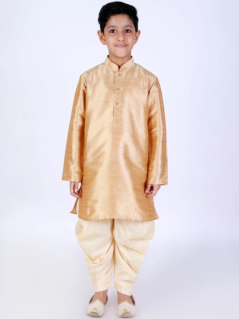 JBN Creation VASTRAMAY Boys Gold-Colored Solid Cotton Dhotis 6 JBN Creation VASTRAMAY Boys Gold-Colored Solid Cotton Dhotis