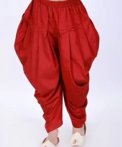 JBN Creation VASTRAMAY Boys Maroon Solid Dhotis