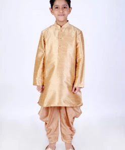 JBN Creation VASTRAMAY Boys Beige Solid Cotton Dhoti Pants