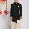 JBN Creation Boys Black Indo Western Jacket With Kurta And Pyjama Set 2 JBN Creation Boys Black Indo Western Jacket With Kurta And Pyjama Set