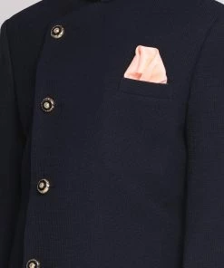 JBN Creation Boys Blue Indo Western Jacket With Kurta And Pyjama Set