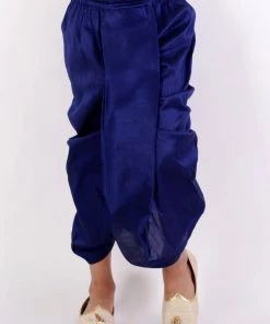 Vastramay Boys' Blue Silk Blend Traditional Dhoti