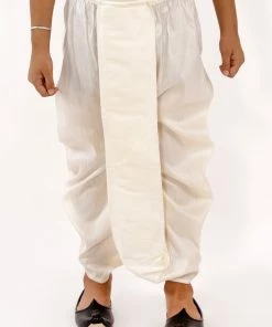 JBN Creation Boys' Cream Silk Blend Solid Dhoti