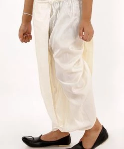 JBN Creation Boys' Cream Silk Blend Solid Dhoti