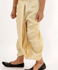 JBN Creation Boys' Gold Silk Blend Solid Dhoti
