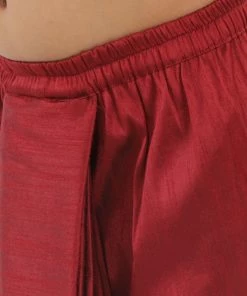 JBN Creation Boys' Maroon Silk Blend Solid Dhoti