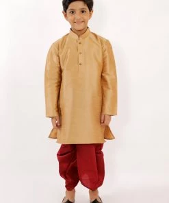JBN Creation Boys' Maroon Silk Blend Solid Dhoti