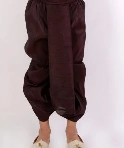 Vastramay Boys' Burgundy Silk Blend Traditional Dhoti