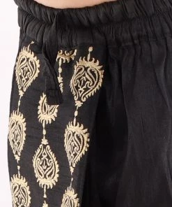 JBN Creation Boys' Black Traditional Embroidered Dhoti