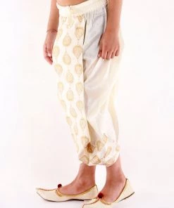 JBN Creation Boys' Cream Traditional Embroidered Dhoti