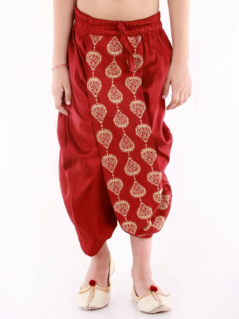 JBN Creation Boys' Maroon Traditional Embroidered Dhoti 3 JBN Creation Boys' Maroon Traditional Embroidered Dhoti