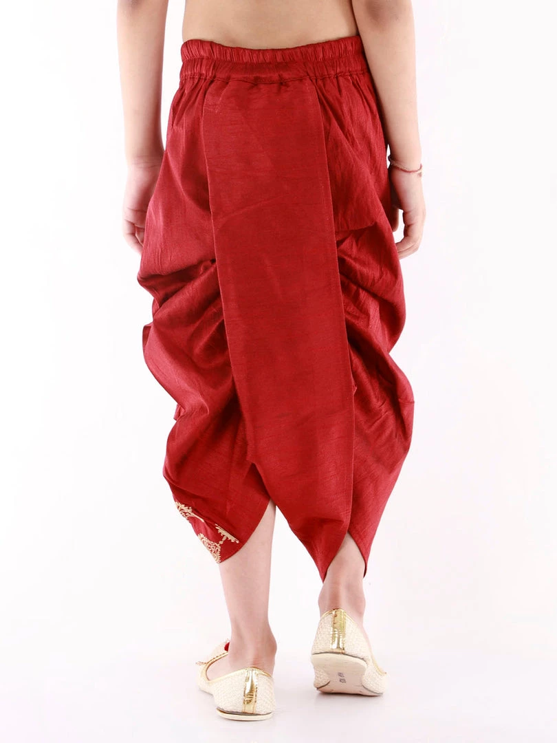 JBN Creation Boys' Maroon Traditional Embroidered Dhoti 5 JBN Creation Boys' Maroon Traditional Embroidered Dhoti