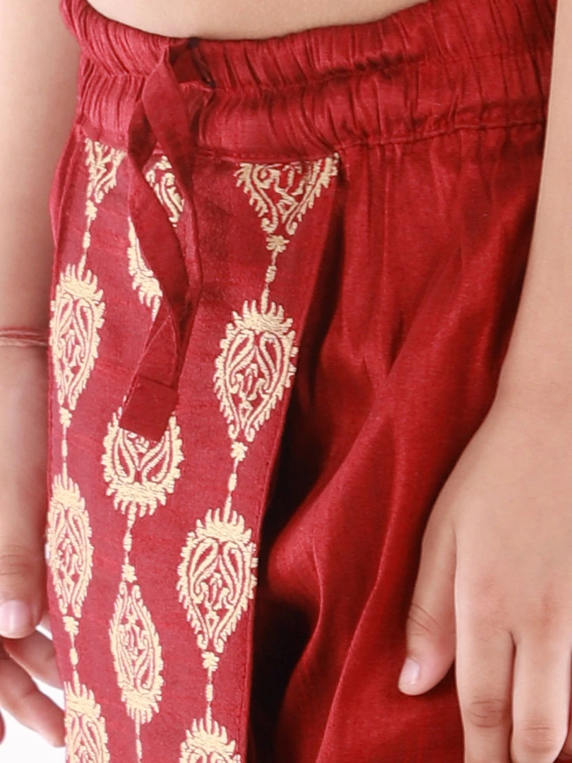 JBN Creation Boys' Maroon Traditional Embroidered Dhoti 6 JBN Creation Boys' Maroon Traditional Embroidered Dhoti