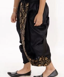 JBN Creation Boys' Black Silk Blend Embroidered Dhoti