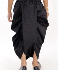 JBN Creation Boys' Black Silk Blend Embroidered Dhoti