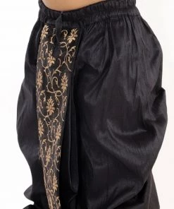 JBN Creation Boys' Black Silk Blend Embroidered Dhoti