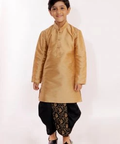 JBN Creation Boys' Black Silk Blend Embroidered Dhoti