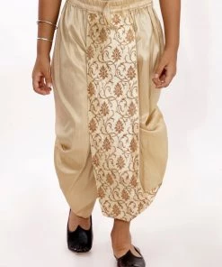 JBN Creation Boys' Golden Silk Blend Embroidered Dhoti