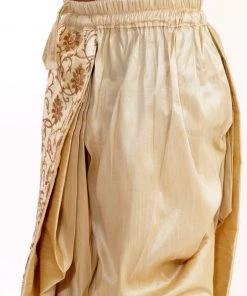 JBN Creation Boys' Golden Silk Blend Embroidered Dhoti