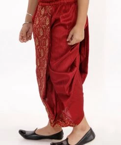 JBN Creation Boys' Maroon Blend Embroidered Dhoti