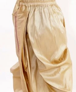 JBN Creation Boys' Gold Silk Blend Embroidered Dhoti