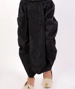 JBN Creation Boys' Black Silk Blend Embroidered Dhoti