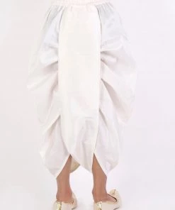 JBN Creation Boys' Cream Silk Blend Embroidered Dhoti