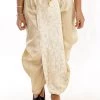 JBN Creation Boys' Gold Silk Blend Embroidered Dhoti